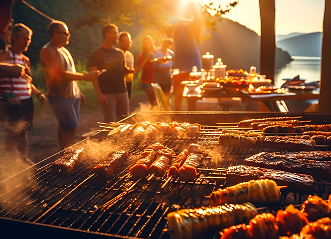 BBQ party at a campsite