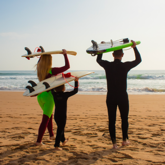family surfing